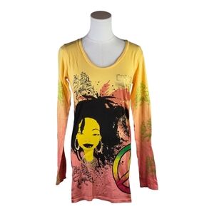 Crystal Rock Jamaica Peace Tunic Tee Mini Dress M Rare Limited Edition Graphic